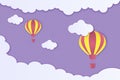 Beautiful clouds and air balloons! Abstract paper art 3D vector illustration